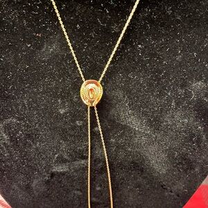 Cowboy Hat Bolero Elegant Delicate Faux Gold Necklace